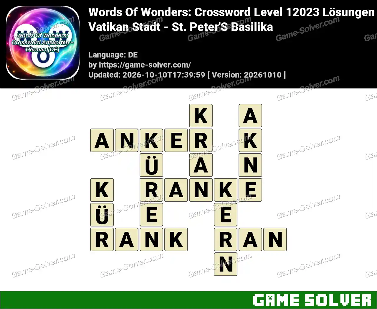 Words Of Wonders: Crossword Level 12023 Lösungen – Vatikan Stadt – St. Peter’S Basilika